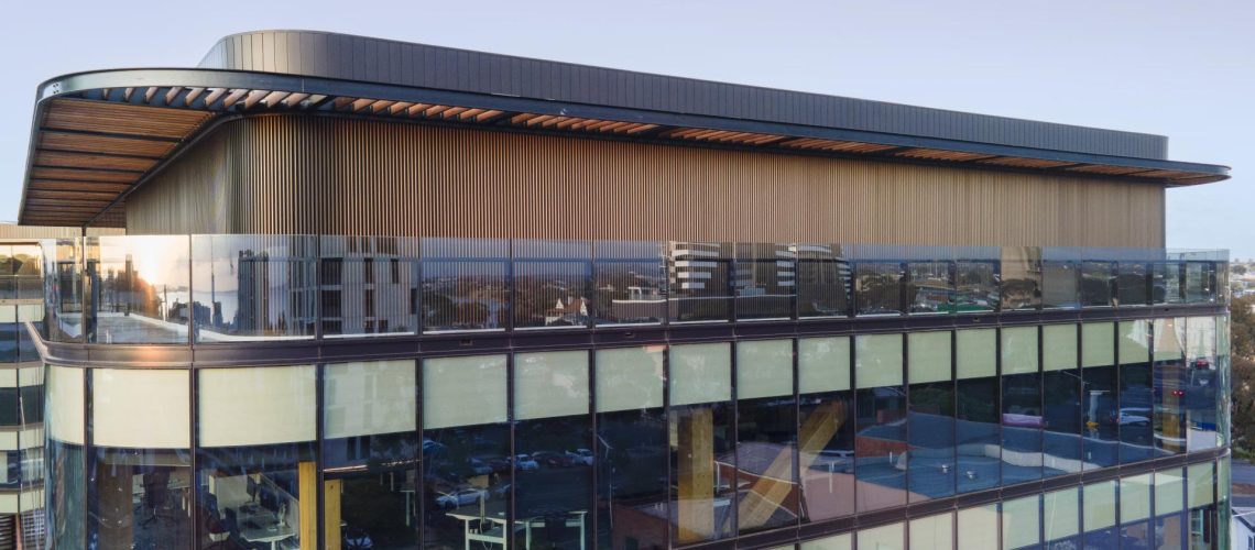 Upper Terrace of the Wurriki Nyal Civic Centre captured with Drone Footage showcasing ZINTL cladding.
